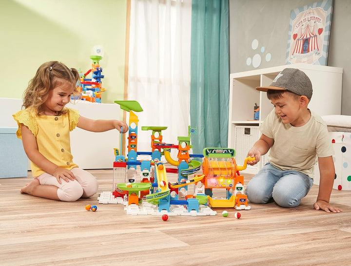 VTech Marble Rush - Super Action Set L100 E – Interaktives Kugelbahn-Set mit Licht und Sound, spanne