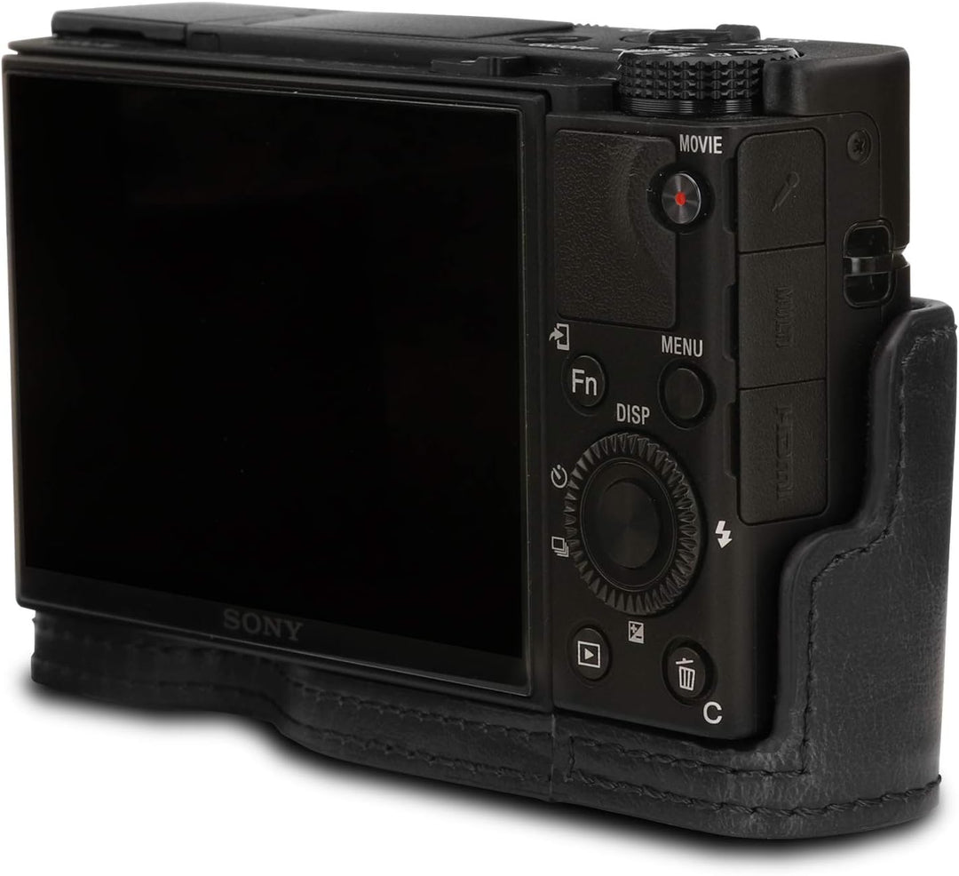 MegaGear MG1730 Ever Ready Leder Kameratasche mit Trageriemen kompatibel mit Sony Cyber-Shot DSC-RX1