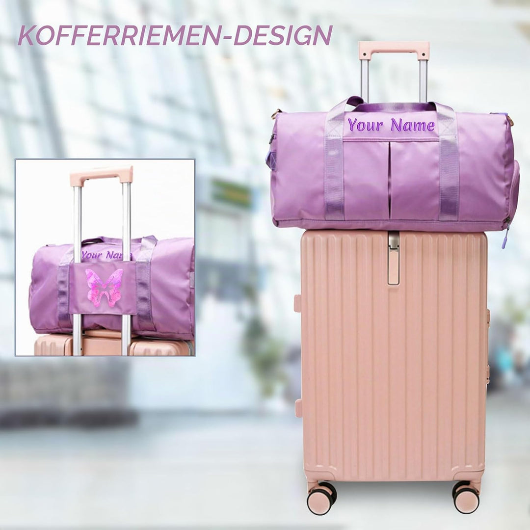 Personalisierte Gepäcktasche mit Foto-Namenstext, individuelle Reisetasche mit Nass- und Trockentasc