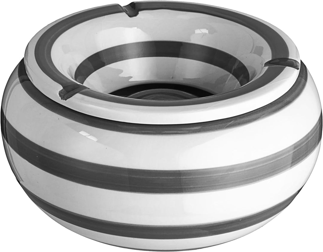 Roomando XXL Sturmaschenbecher Ø 23cm in grau-Weiss-gestreift Modell Gloomy Admiral