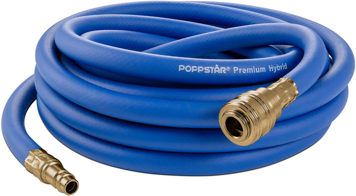 Poppstar Druckluftschlauch 5 m (Hybrid PVC mit Gewebe, Innendurchmesser 9,2mm mit Messing-Schnellkup