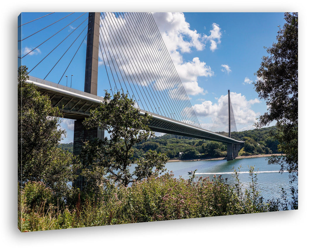 deyoli gigantische Hängebrücke Format: 80x60 als Leinwandbild, Motiv fertig gerahmt auf Echtholzrahm