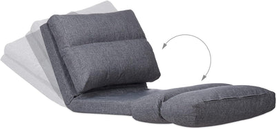 Relaxdays, grau Relaxliege Sessel, Faltmatratze, verstellbare Lehne, Polster, für Drinnen, Bodensitz