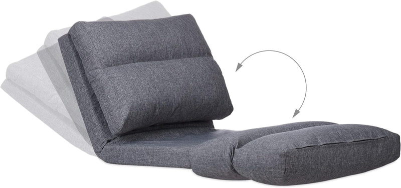 Relaxdays, grau Relaxliege Sessel, Faltmatratze, verstellbare Lehne, Polster, für Drinnen, Bodensitz