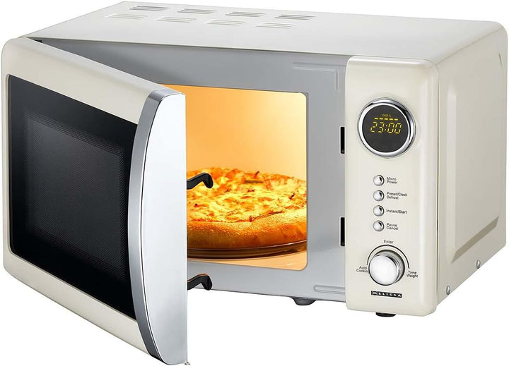 MELISSA 16330128 Retro Mikrowelle/1000 Watt/23 Liter Garraum,Design Mikrowelle mit Grill/Creme Farbe