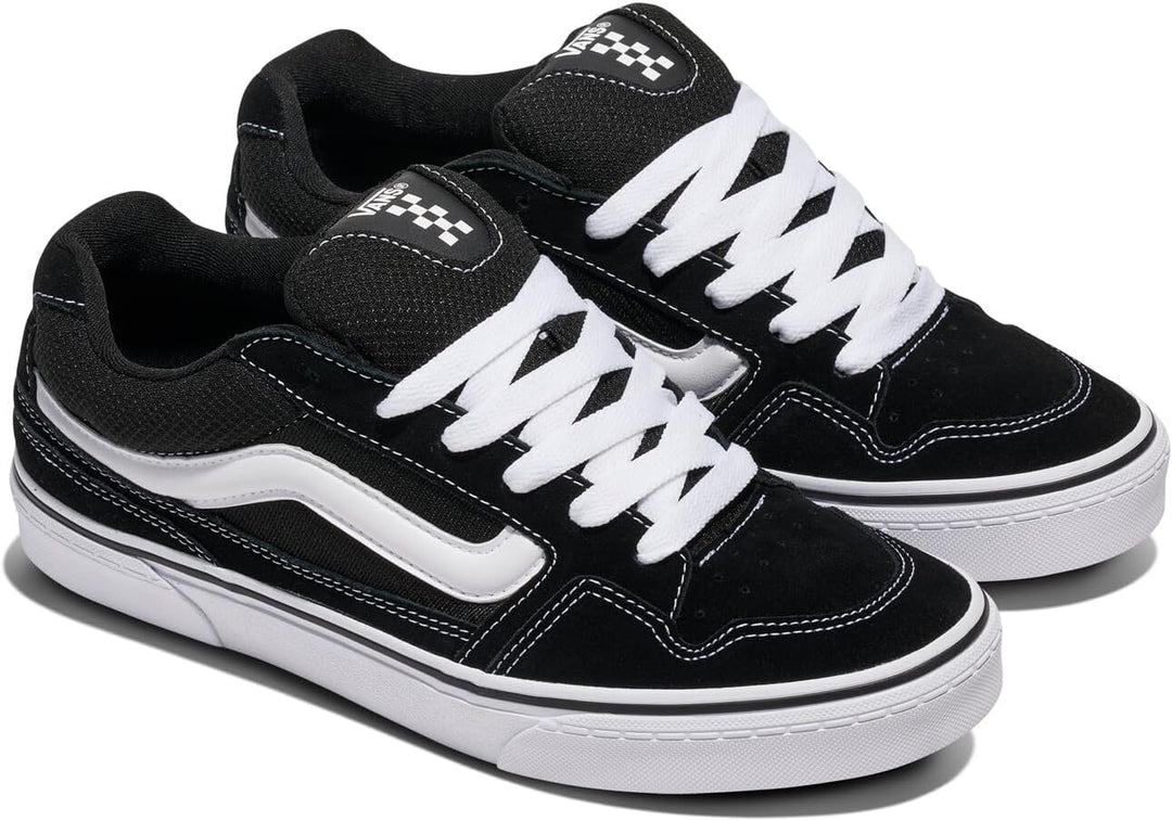 Vans Herren Caldrone Sneaker 48 EU Suede Mesh Black White, 48 EU Suede Mesh Black White