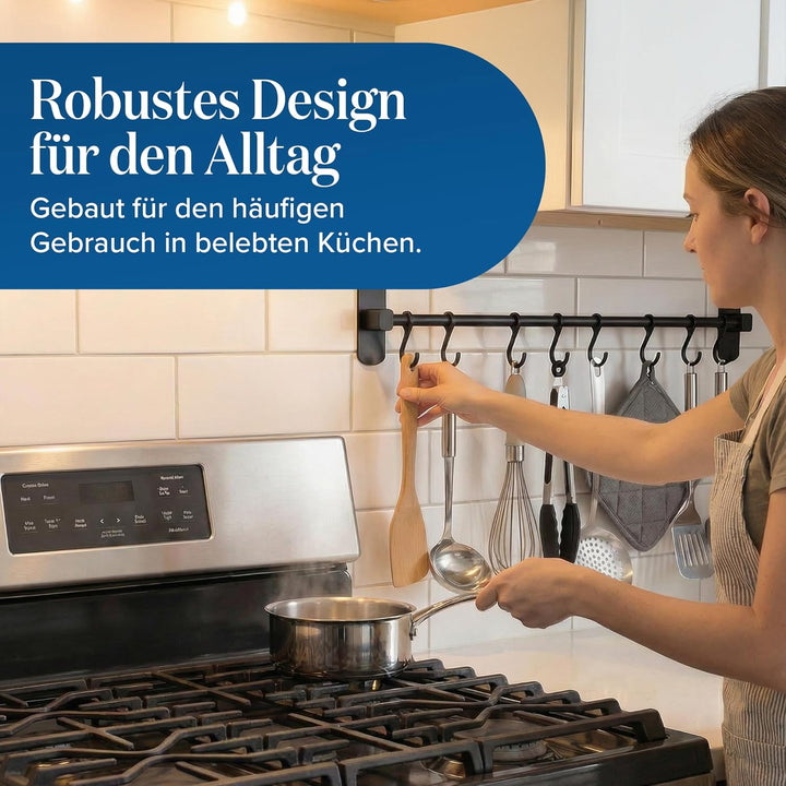 joeji's Kitchen Hakenleiste Küche - Küchenstange - Starker Selbstklebend 3M Ohne Bohren - Küchenleis
