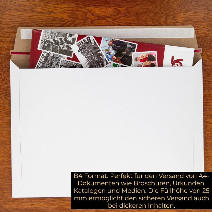 25 Versandtaschen B4 Weiss 450g Kartonumschläge 250x350mm Weiss B4 450g (250x350 mm) 25 Stück, Weiss