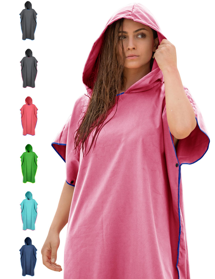 NirvanaShape Handtuch-Poncho für Erwachsene, Umziehhilfe & Handtuch zugleich, Surf-Poncho mit Quick-