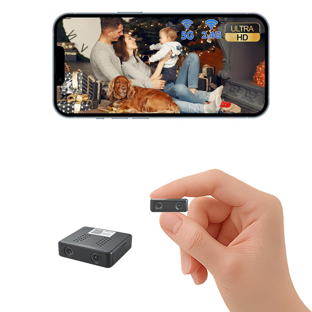Mini Kamera, 4K Überwachungskamera Innen Akku 2.4/5 GHz WLAN, mit Bewegungserkennung, Nachtsicht, fü