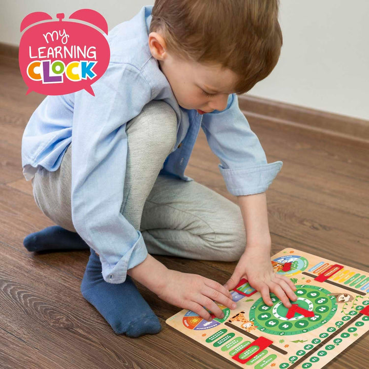 CRAZE My Learning Clock Animals – Lernuhr für Kinder aus Holz, Kalenderuhr zum Lernen für Kinder , L