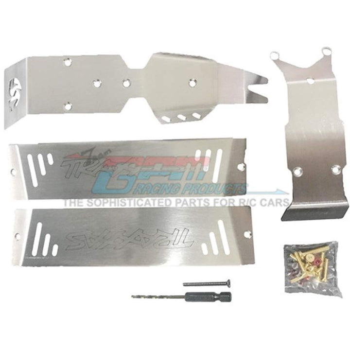 GPM for Traxxas E-Revo 2.0 VXL Brushless (86086-4) Stainless Steel Skid Plates for Front, Center, Re