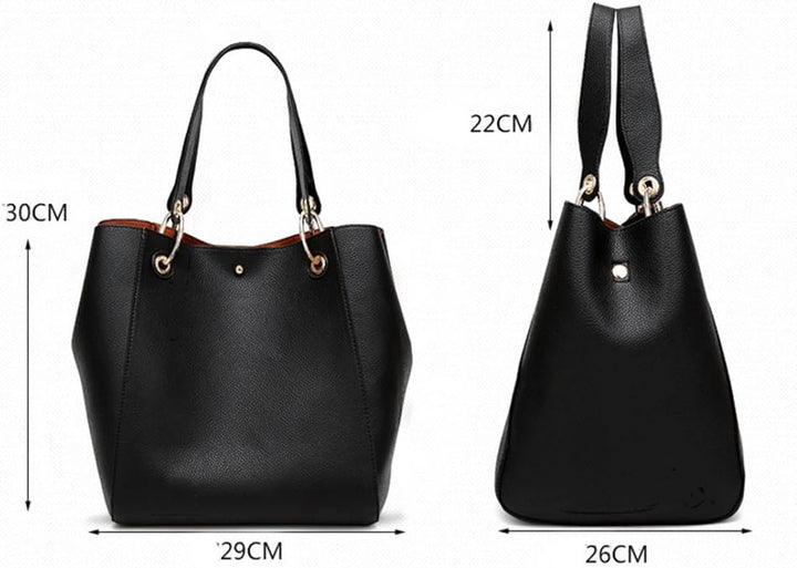 Valleycomfy Handtasche Damen Gross Shopper Tasche Leder Schwarz Klassisch Shopping Bag