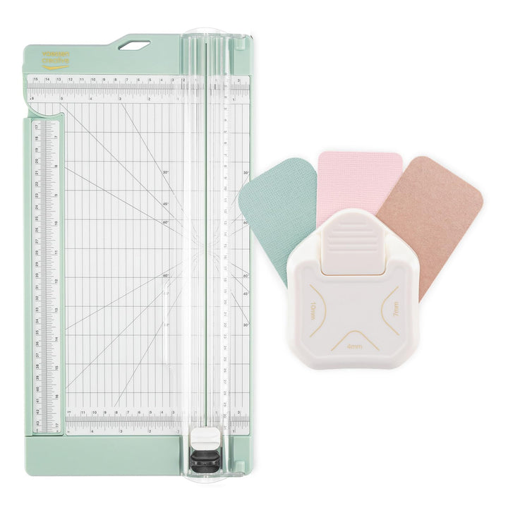 Vaessen Creative Papierschneider mit Falzbrett 15,2 x 30,5 cm - Inklusive 3-in-1 Eckenstanzer - 4-7-