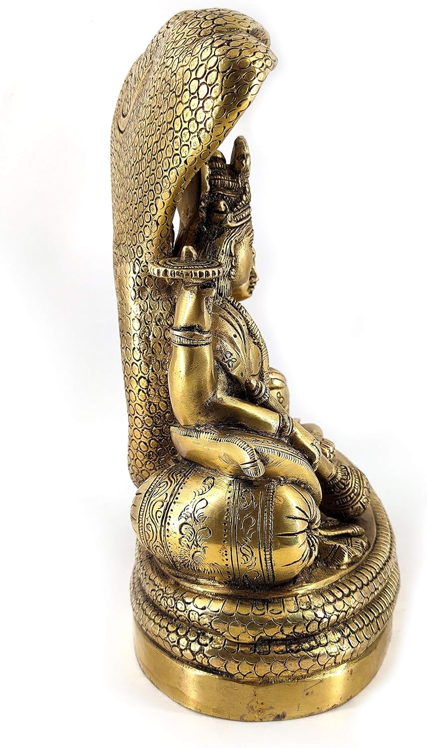 Weisswal-Lord Vishnu mit Lakshmi Rest Upon Shesha Naag Messing Statue religiöse Stärke Skulptur Idol
