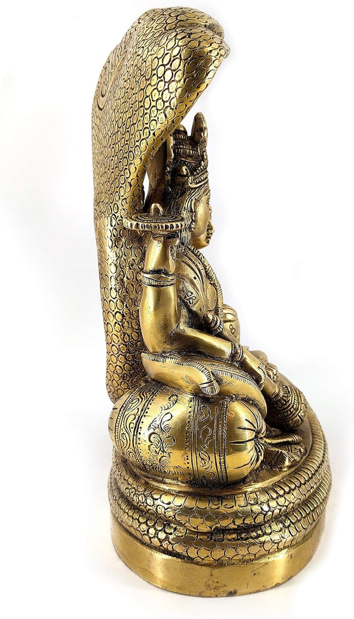 Weisswal-Lord Vishnu mit Lakshmi Rest Upon Shesha Naag Messing Statue religiöse Stärke Skulptur Idol