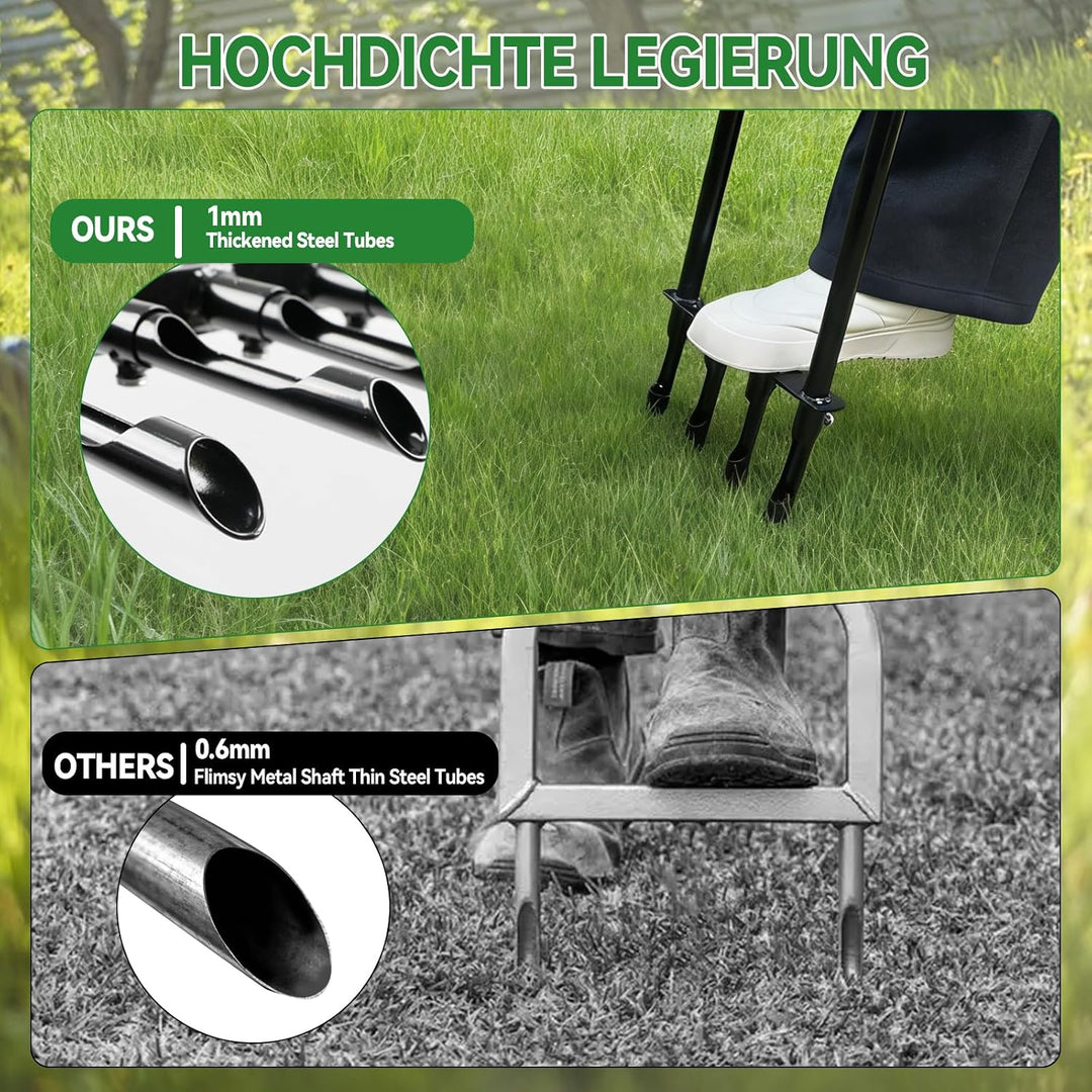 CDIYTOOL Rasenbelüfter, Gartenarbeit Rasen Aerato für Rasenpflege und verdichteten Boden, 4 Zinken H