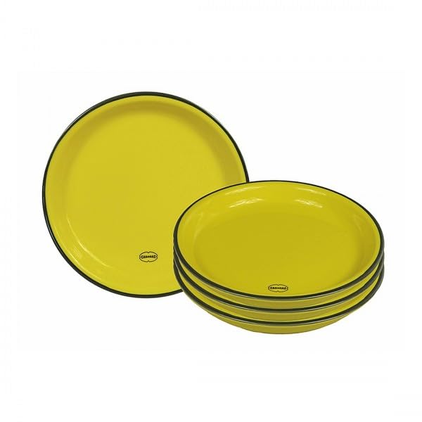Cabanaz Dessertteller Kuchenteller Kleiner Teller 4er Set Ø15,6 cm Keramik Retro (Sunny Yellow), Sun