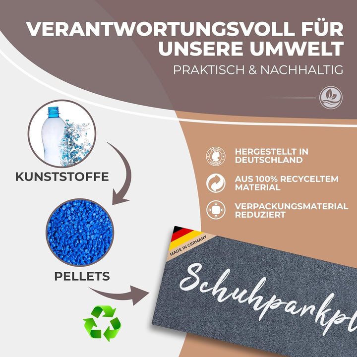 Schuhparkplatz Fussmatte 100x35cm Grau I Waschbare & rutschfeste Indoor-Schuhmatte & Abtropfmatte I