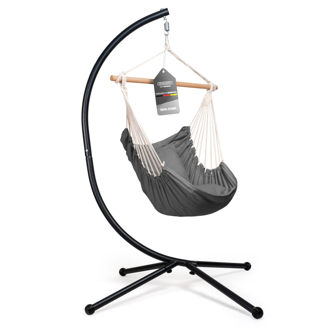 Rundwerk® Hängesessel mit Gestell - All Inclusive mit 2 Kissen - für Indoor & Outdoor ideal für Balk