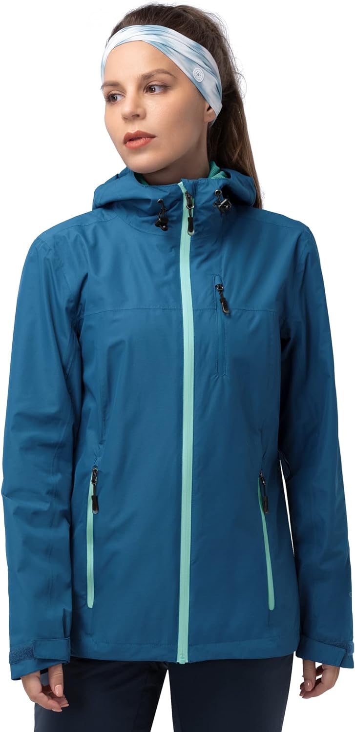 33,000ft Regenjacke Damen Wasserdicht Outdoorjacke Atmungsaktiv Herbst Übergangsjacke Leichte Jacke