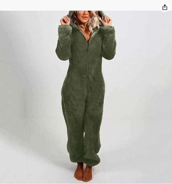 Jumpsuit Damen Winter Warm Overall Teddy Fleece Einteiler Damen Grosse Grösse Jumpsuit Teddy Fleece