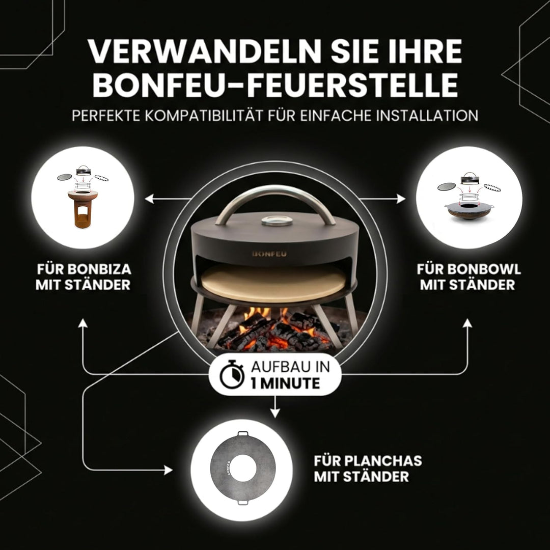 BonFeu BonPizza Pizzaofen Schwarz - Küchengeräte - Pizza Ofen - Pizzaofen Holz - Pizzarette - Pizzao