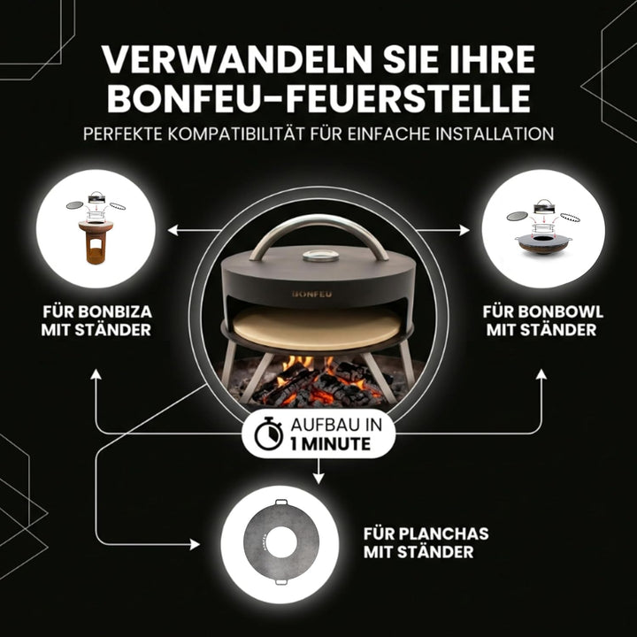 BonFeu BonPizza Pizzaofen Schwarz - Küchengeräte - Pizza Ofen - Pizzaofen Holz - Pizzarette - Pizzao