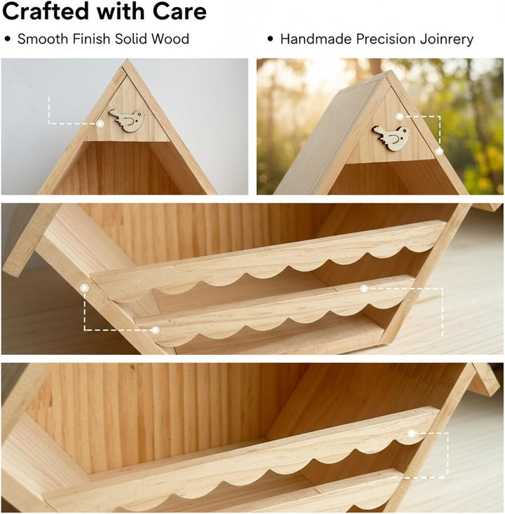 Vogelhaus aus Holz, Vogelhaus für Aussenvögel, Nistkasten für Spatz, Schwalbe, Zaunkönig, Küken, Tau