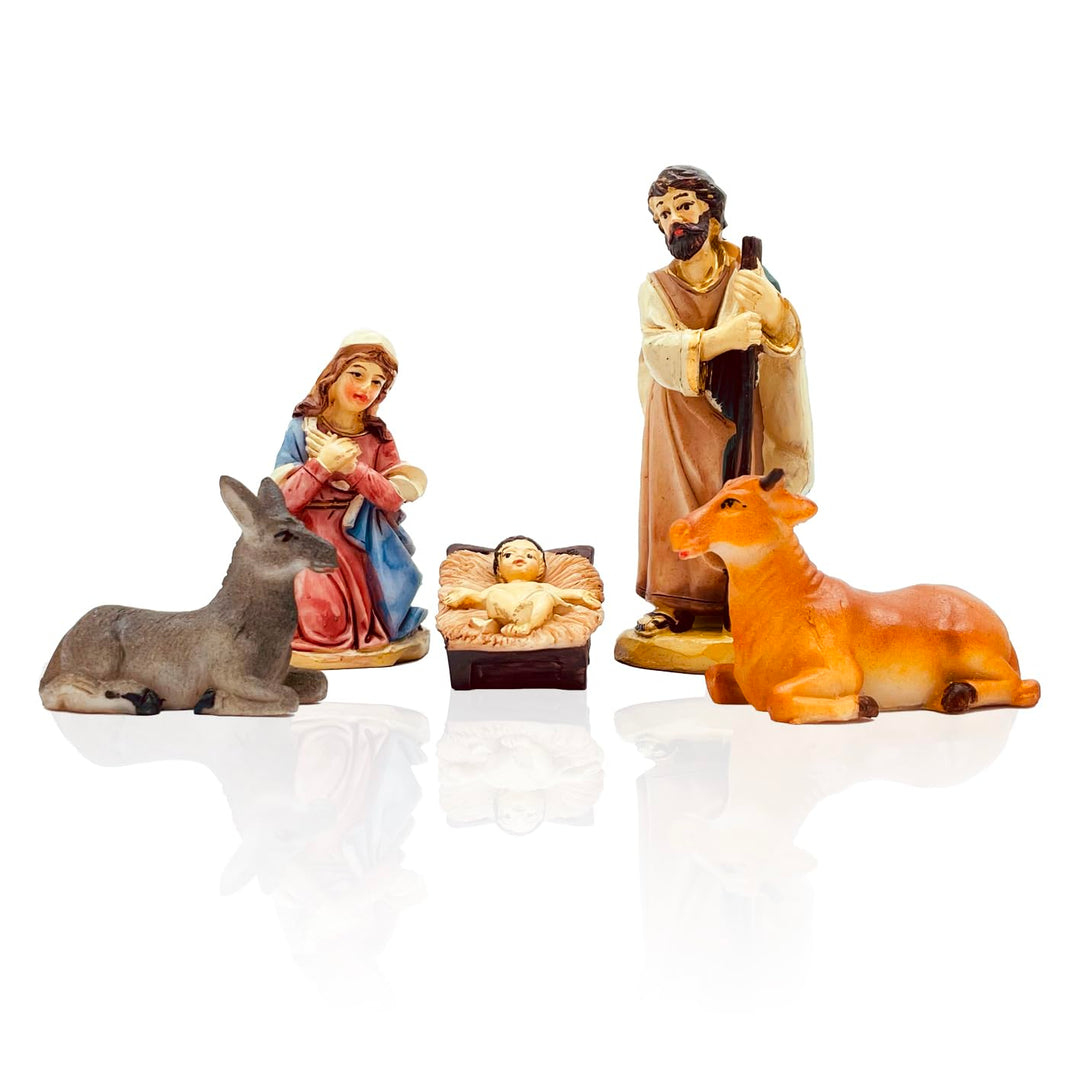 Gesar Krippenfiguren 3,5 cm 5 Stück - Set 5 Stück Krippe aus Kunstharz 3,5 cm - Krippenfiguren - Kri