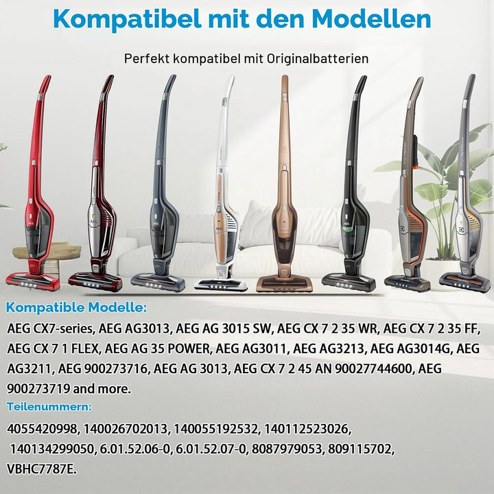 18V 3200mAh Akku Kompatibel mit Electrolux AEG CX7, AEG CX7-2-45AN CX7-2-35RM CX7-35WR CX7-35WRK AG1