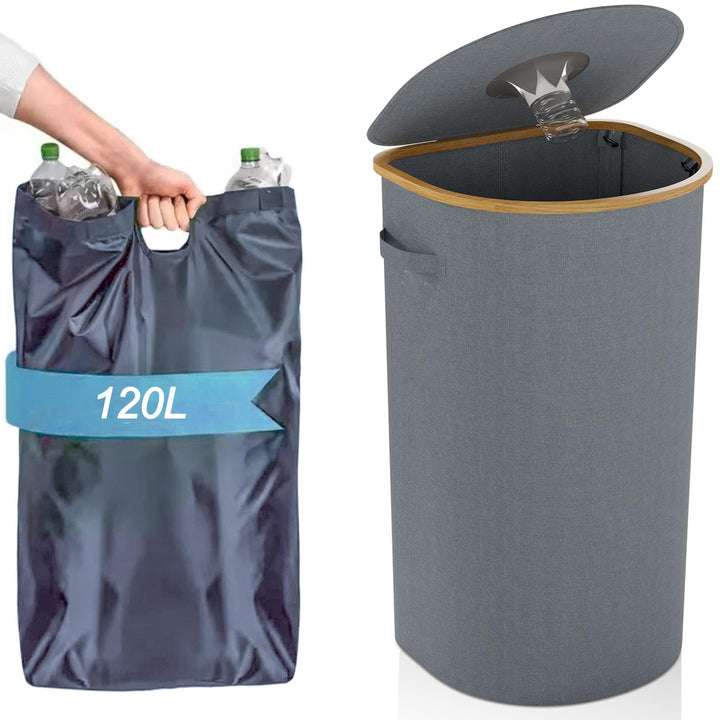 Recyclingbehälter,120L Grauer Recycling-Mülleimer für Küche,Innenbereich & Outdoor,Grosser Recycling