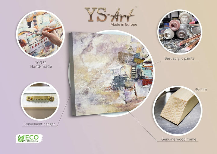 YS-Art Abstrakt Stil Acryl Gemälde auf Leinwand Fortschritt handgemalt Wandbilder Wohnzimmer modern