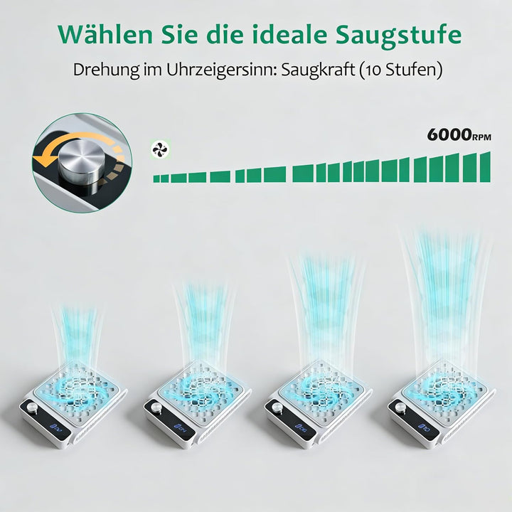 Nagelstaubsauger mit 10 Saugstufen & 30 Filtern, 6000 U/min leiser Staubabsauger für Nägel, Wiederau