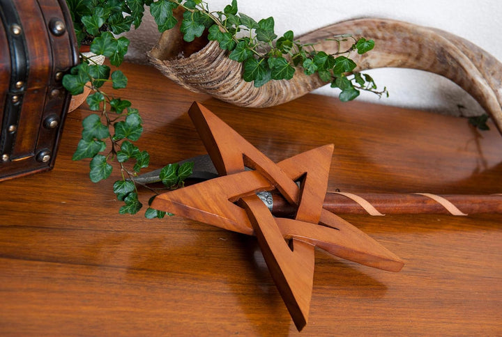 Windalf Schutzzeichen Holzbild Penta 28 cm Glücks & Wunsch Symbol Wanddeko Handarbeit aus Holz