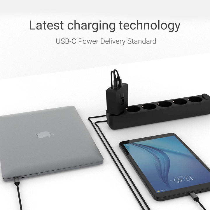 Green Cell 45W USB-C PD Ladegerät mit USB-C Kabel und zusätzlichem USB-Anschluss Netzteil für Apple