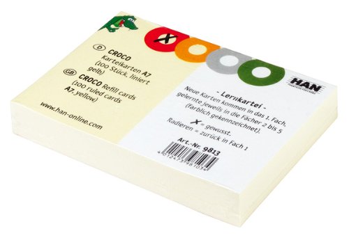 Karteikarten für CROCO DIN A7, gelb 1000 Stück liniert, 190 g/m²