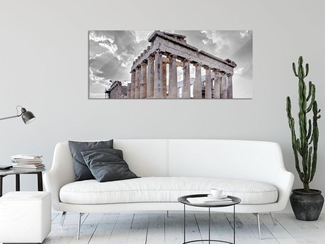 Glasbild Panorama | Wandbild aus Echtglas | Propyläe von Akropolis in Athen | 120x50 cm | inkl. Aufh
