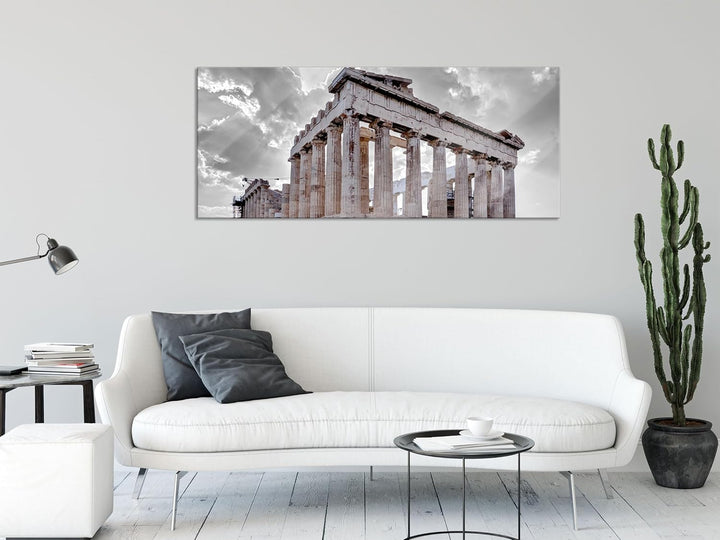 Glasbild Panorama | Wandbild aus Echtglas | Propyläe von Akropolis in Athen | 120x50 cm | inkl. Aufh