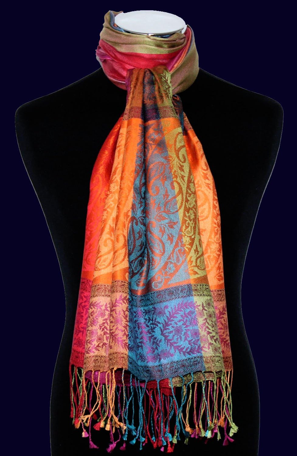Lorenzo Cana Damen Pashmina Schal Schaltuch jacquardgewebt 100% Seide 70 cm x 190 cm Paisleymuster S