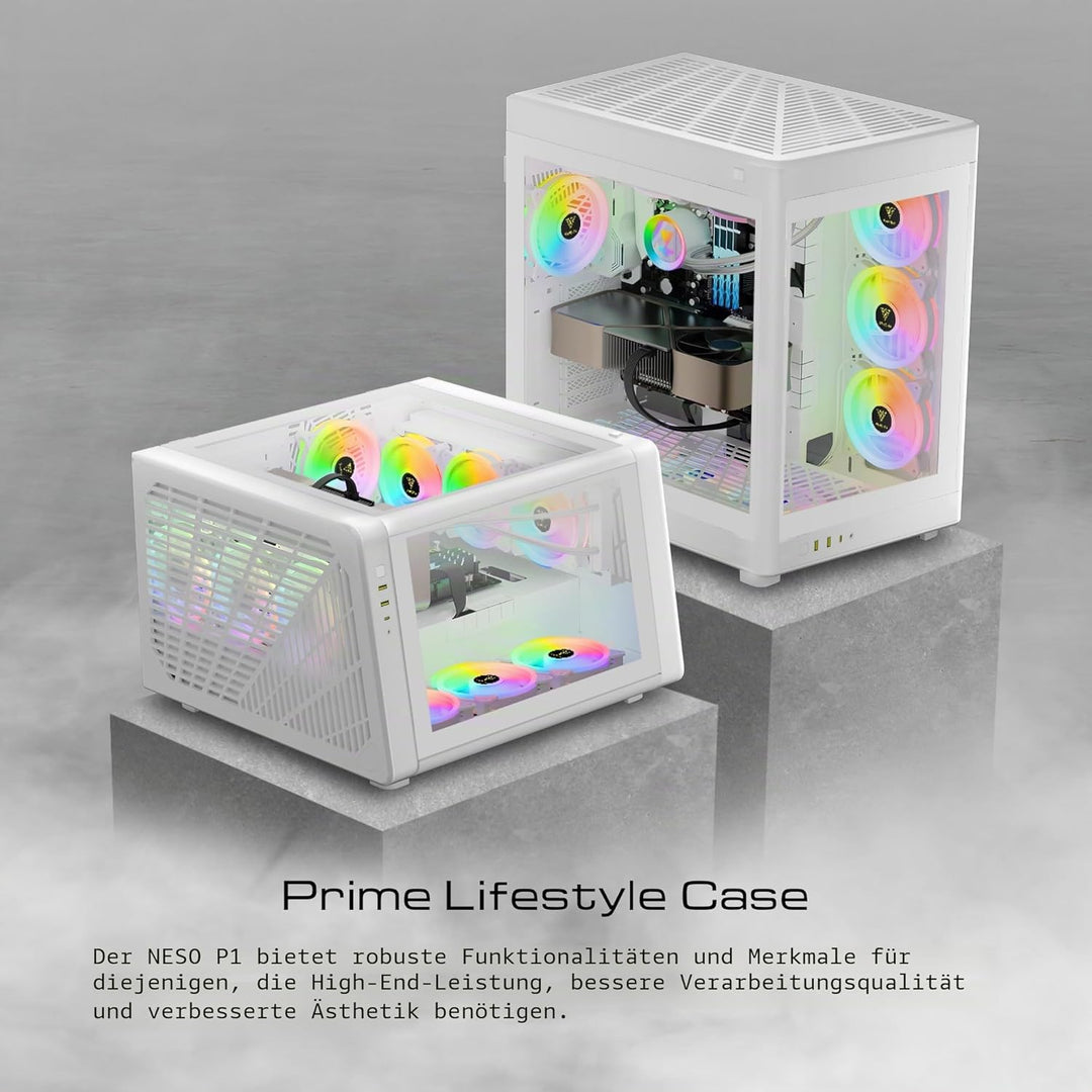 GAMDIAS NESO P1 Dual Chamber Full-Tower EATX Computer Gaming Case, 2 Way Setup Modular Design, Full