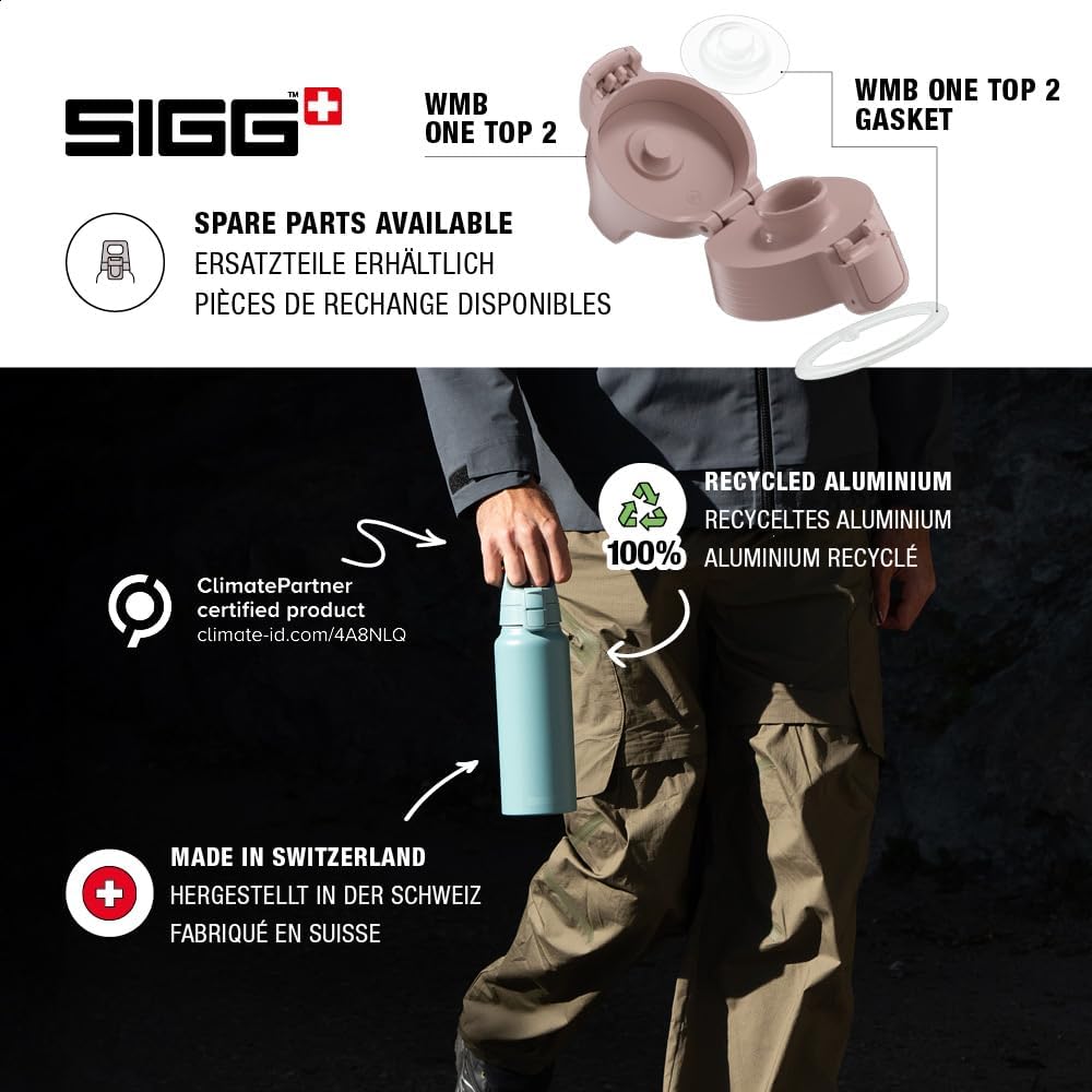 SIGG - Alu Trinkflasche - WMB ONE - Made in Switzerland - ClimatePartner - Kohlensäure geeignet - Au