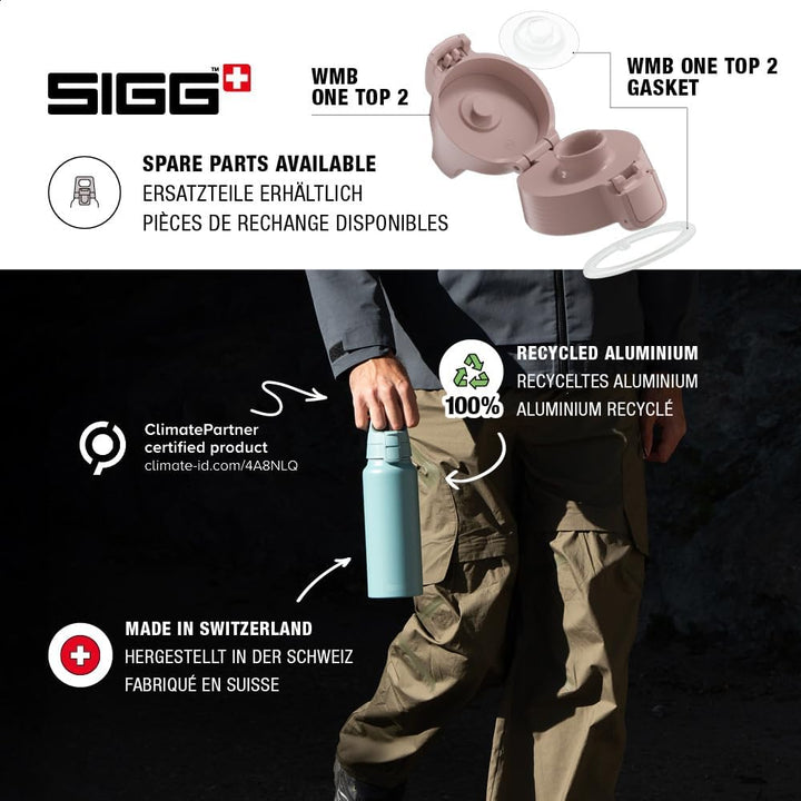 SIGG - Alu Trinkflasche - WMB ONE - Made in Switzerland - ClimatePartner - Kohlensäure geeignet - Au