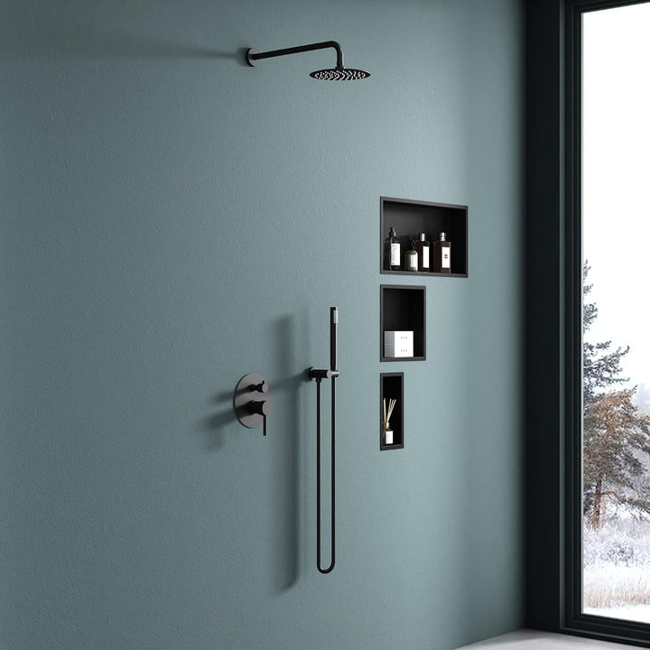 doporro Wandnische Bad Schwarz 30 x 60cm Dusch-Ablage aus Edelstahl | Duschablage befliesbar aus Ede