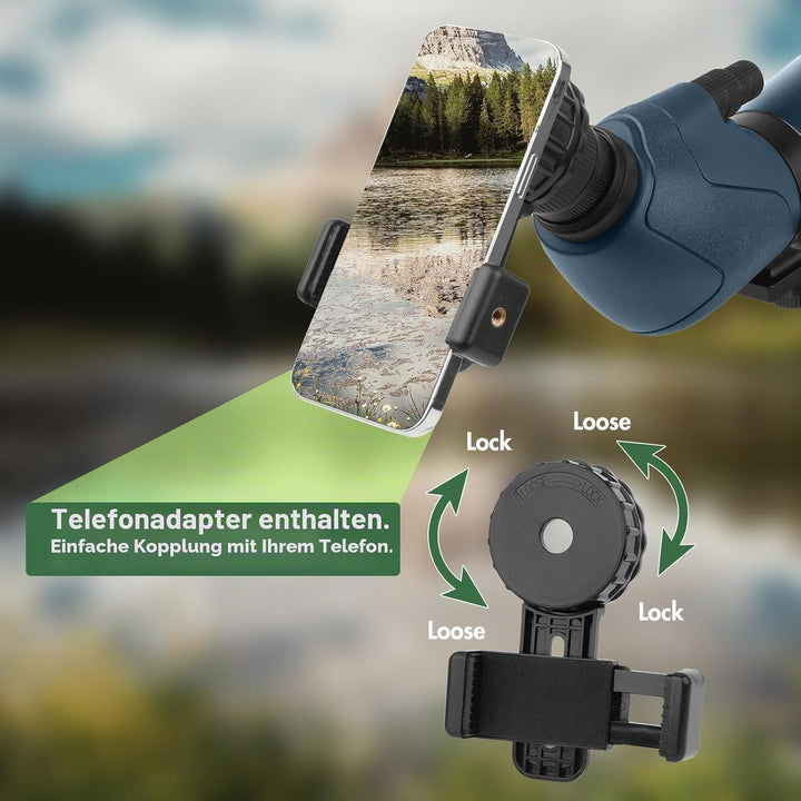 25-75X70 Spektiv für Zielschiessen - HD Spektiv mit Stativ Tragetasche & Smartphone Halterung - BAK4