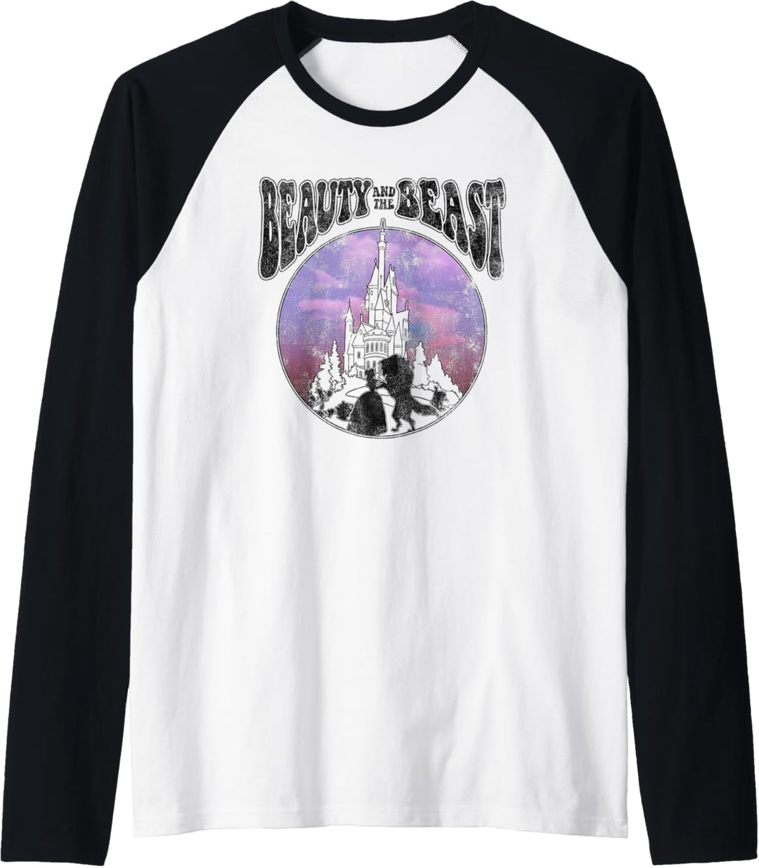 Disney Beauty & The Beast Vintage Retro Raglan