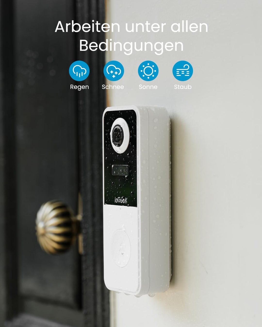 ieGeek Video Türklingel mit Kamera 180° Fisheye, 2K 3MP WLAN-Videotürklingel, AI Bewegungserkennung,