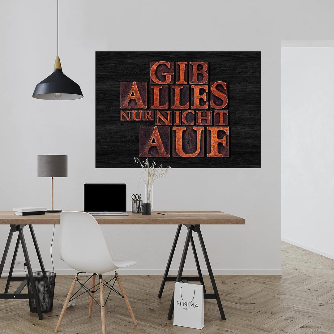 wandmotiv24 Poster als Wanddeko, Grösse Din A1, Gib Alles nur Nicht auf, Holz, Moderne Wanddeko, Wan