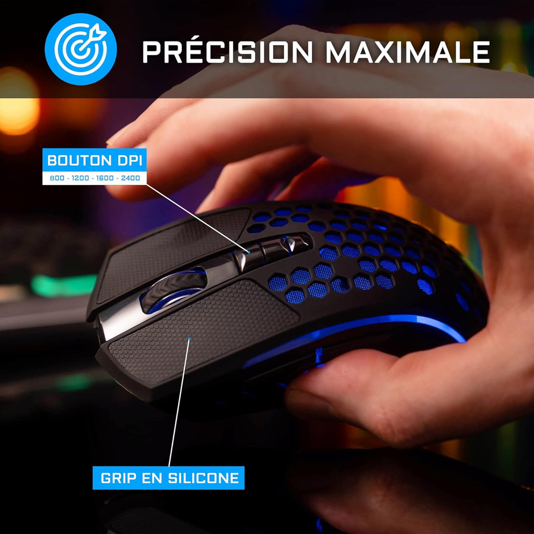 Pack Clavier - Souris Sans fil THE G-LAB Combo Tungsten (Noir)