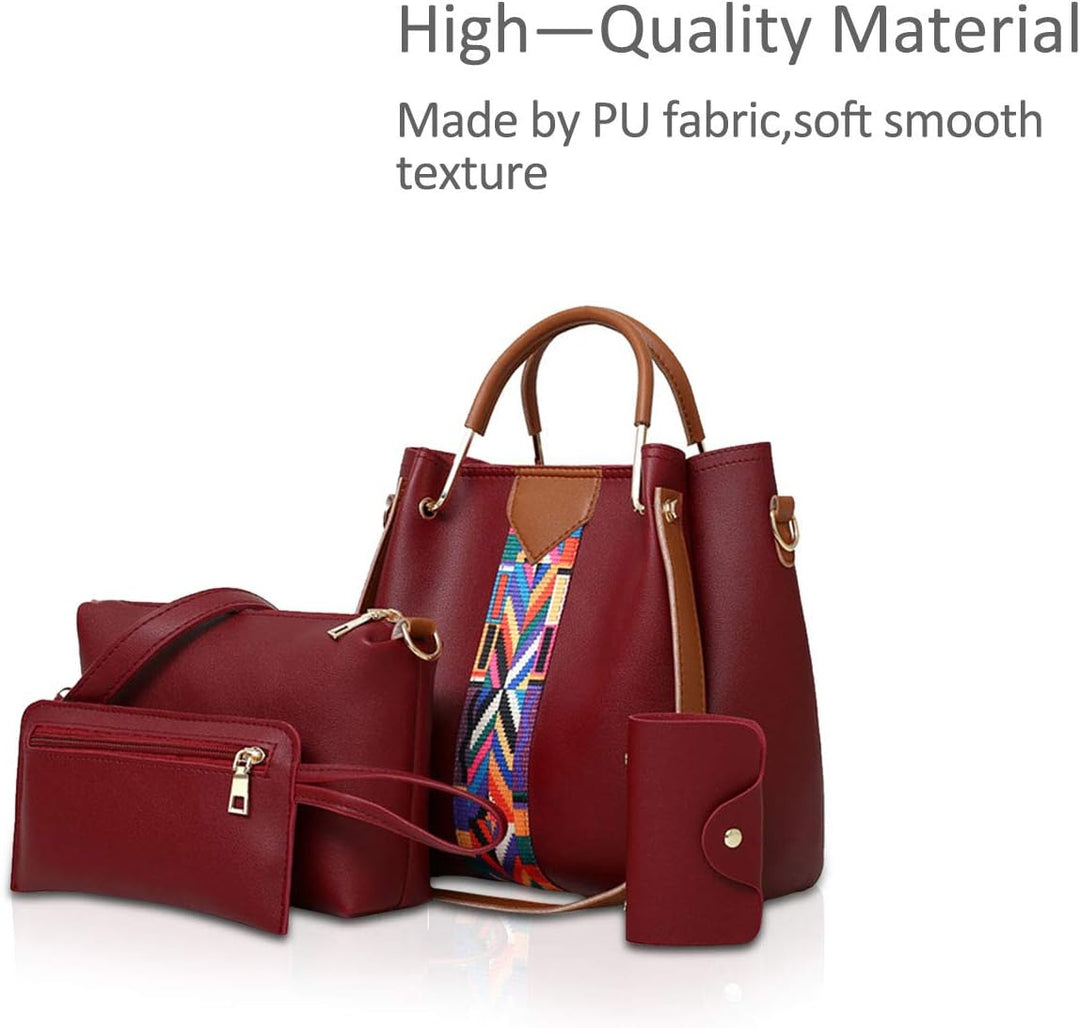 NICOLE & DORIS Damen Handtaschen Umhängetaschen 4 Stück Handtaschen für Damen Top-Griffe Schultertas